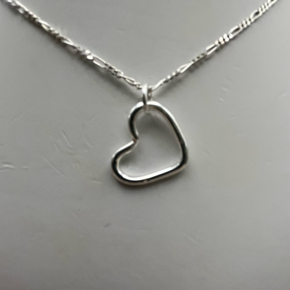 Sterling Silver Heart Pendant Necklace with Textured Chain